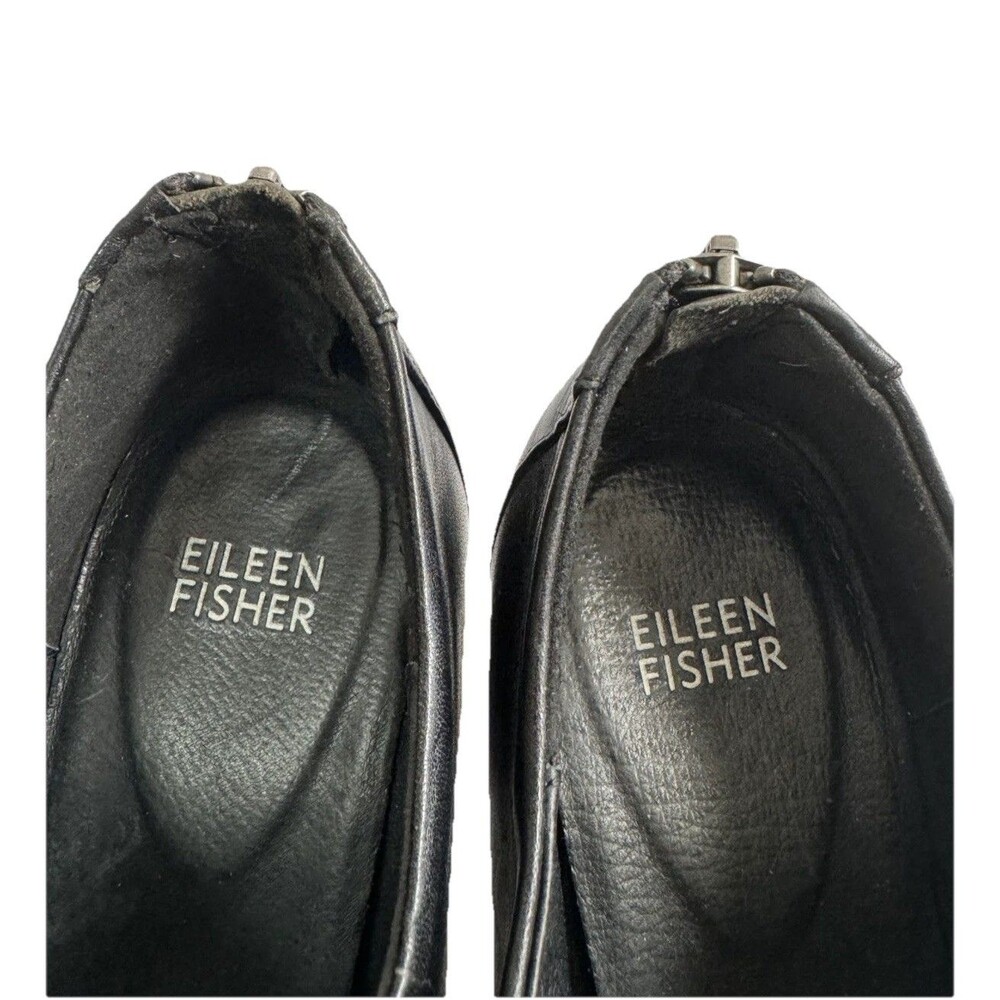 Eileen Fisher Women Leather Ankle Boots Size 9 Black Zip Dress Work Shoes - Picture 10 of 16